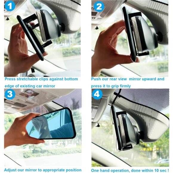 Rear View Mirror, Universal 11.4Inch Interior Clip On Rearview Mirror,Anti Glare - Picture 5 of 7